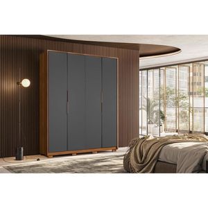 Guarda Roupa 4 Portas E 3 Gavetas C- Pés Attore Amendola-grafito - Demóbile