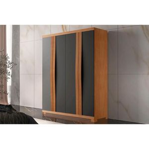 Guarda Roupa 4 Portas E 2 Gavetas C- Pés Grécia Naturale-grafite - Rufato