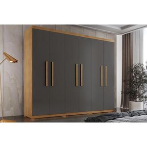Guarda Roupa 6 Portas E 2 Gavetas C- Pés Espanha Naturale-grafite - Rufato