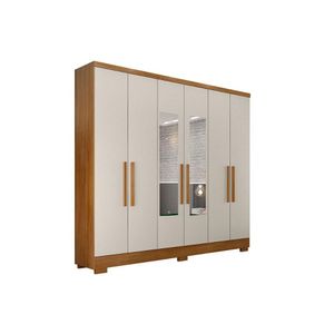 Guarda Roupa Casal 6 Portas (2 C- Espelho) E 4 Gavetas C- Pés Milly-veneza Cumaru-fendi - Novo Horizonte