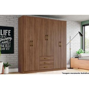 Guarda Roupa Casal 6 Portas E 3 Gavetas Caju Da136 Castanho - Henn
