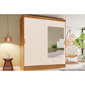 Guarda Roupa Casal 2 Portas De Correr (1 C- Espelho) E 2 Gavetas Briz B74 Nature-off White - Henn