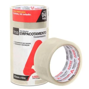 Kit C- 4 Fita De Empacotamento Transparente Adere - 48mmx40m