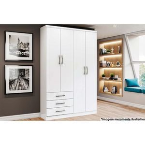 Guarda Roupa 4 Portas 4 Portas E 3 Gavetas Caju Da135 Branco - Henn
