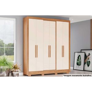 Guarda Roupa 6 Portas E 3 Gavetas C- Pés Briz B366 Nature-off White - Henn