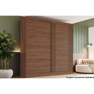 Guarda Roupa 2 Portas De Correr E 3 Gavetas Briz B352 Castanho - Henn