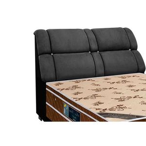 Painel De Cama Box Estofada Queen Imperador Suede Cinza/preto - Simbal