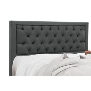 Painel De Cama Box Estofada Casal Baronesa Suede Cinza - Simbal