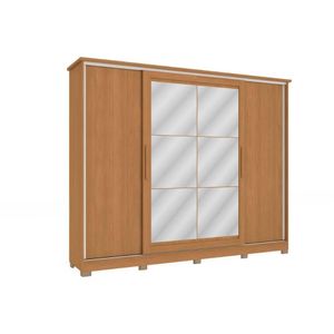 Guarda Roupa 4 Portas De Correr (2 C- Espelho) E 4 Gavetas C- Pés Cb01n565 Flex Canela-canela Ou Macadamia - Kappesberg