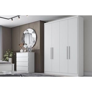 Guarda Roupa 4 Portas E 3 Gavetas Moderni-sevilha Plus Branco - Novo Horizonte