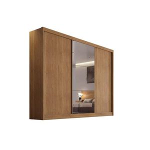 Guarda Roupa 3 Portas De Correr E (1 C- Espelho) 8 Gavetas Toulon-sonetto Plus Cumaru - Novo Horizonte