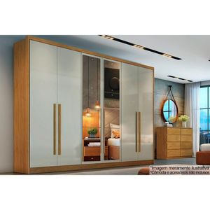 Guarda Roupa 6 Portas (2 C- Espelho) E 8 Gavetas Robust-livorno Cumaru-fendi - Novo Horizonte