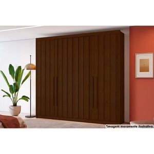 Guarda Roupa 4 Portas Ripadas E 4 Gavetas Grécia Cacau - Conquista