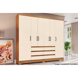 Guarda Roupa 6 Portas E 6 Gavetas Briz B355 Nature-off White - Henn