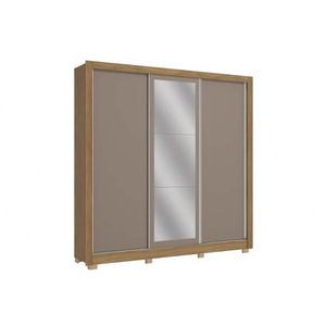 Guarda Roupa 3 Portas De Correr (1 C- Espelho) E 3 Gavetas C- Pés Cb04m570 Flex Nogueira-nogueira Ou Fendi - Kappesberg