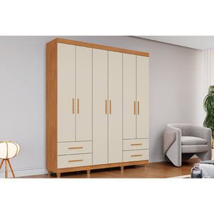 Guarda Roupa 6 Portas E 4 Gavetas C- Pés Canadá Plus Cinamomo-off White - Conquista