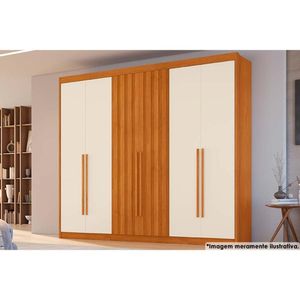 Guarda Roupa 6 Portas (2 Ripadas) E 6 Gavetas Atenas Cinamomo-off White - Conquista