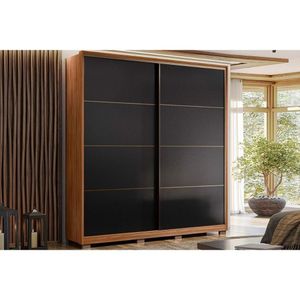 Guarda Roupa 2 Portas De Correr E 3 Gavetas C- Pés Belga Flex Nogueira-nogueira Ou Preto - Demóbile