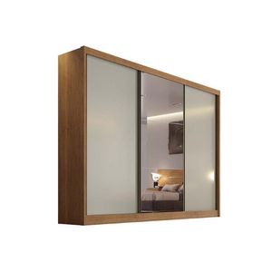 Guarda Roupa 3 Portas (1 C- Espelho) E 4 Gavetas Toulon-sonetto Plus Cumaru-fendi - Novo Horizonte