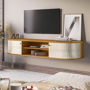 Rack Bancada Suspensa 2 Portas Para Tv De 75 Algarve Cinamomo Off White