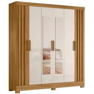 Guarda Roupa Casal Valença Com Espelho 6 Portas Freijó Off White Moval