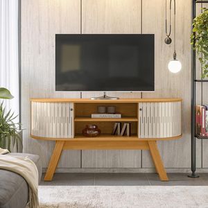 Rack Bancada 2 Portas Para Tv De 55 Polegadas Atlanta Cinamomo Off White
