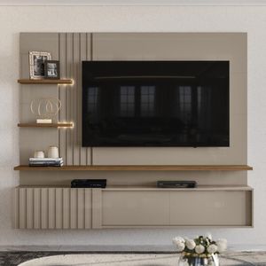 Painel Bancada Suspensa Com Led 3 Portas Atena Fendi Naturale