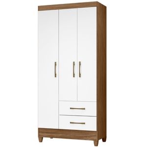 Guarda Roupa Solteiro Lima 3 Portas Naturale Branco Moval