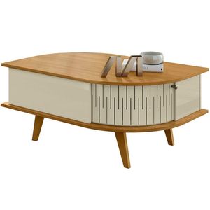 Mesa De Centro índia 2 Portas 90x60 Cm Cumaru/opala