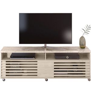 Rack Bancada Foz 2 Portas Rodízios Tv Até 75 Polegadas Calacata/off White