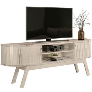 Rack Bancada Venezza 2 Portas Para Tv De 75 Polegadas Calacata/off White
