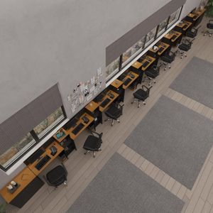 Conjunto De Escritório Smart 8 Livreiro 2 Buffet E 9 Mesas 90cm - Preto E Cedro Preto E Cedro