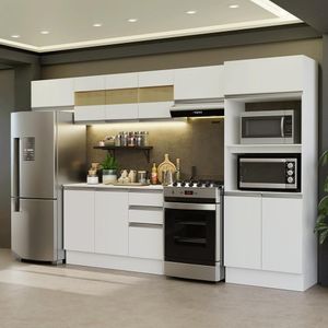 Armário De Cozinha Completa 100% MDF 310 Cm Smart 01 Xa Branco
