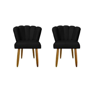 Kit 2 Cadeiras De Jantar Reforçada Flor Confortável Balaqui Decor Preto
