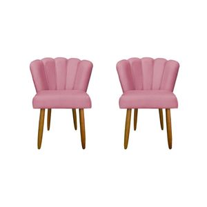 Kit 2 Cadeiras De Jantar Reforçada Flor Confortável Balaqui Decor Rosa