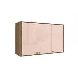 Armário De Cozinha Modulado Curve N646 Com 3 Portas 120cm Nogueira Macadamia