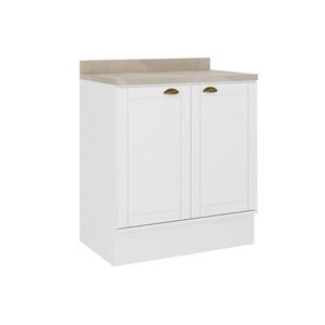 Balcão De Cozinha Modulado Com Tampo Bella 2609 Com 2 Portas 80cm Branco