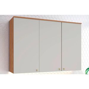 Armário Aéreo Cozinha Modulado Requinte Com 3 Portas 120cm Nature Areia