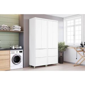 Multiuso Lavanderia Marquesa C- 4 Portas E 4 Gavetas 140cm Branca - Nesher
