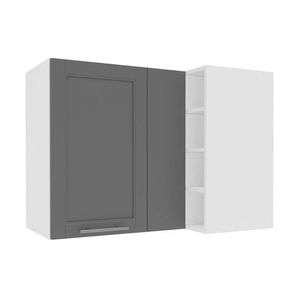 Armário Aéreo Cozinha Modulado Fettuccine Canto Reto Com 1 Porta 93cm Branco Ardósia Politorno