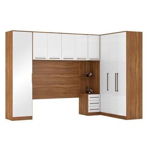 Quarto Modulado Casal Irlanda 6 Peças (3 Armários + 1 Ponte Aérea + 2 Complementos) Qcm163 Amendola-branco - Demóbile