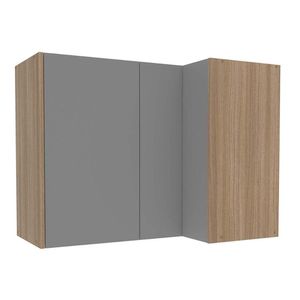 Armário Aéreo Cozinha Modulado Campanele Canto Reto Com 2 Portas 90cm Castanho Cinza Politorno