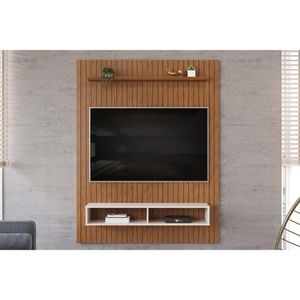 Painel Quarto P- Tv Até 55 Pol Aston Ripado C- 1 Prateleira E 2 Nichos 134x168cm Freijó-off White - Dj Móveis
