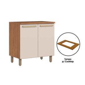 Balcão Cozinha Para Cooktop Com Tampo Requinte Com 2 Portas 80cm Nature Areia