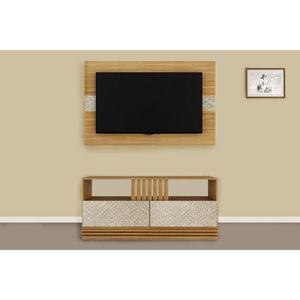 Estante P- Sala Até 50 Pol Pa2913-r1479 C- 2 Gavetas 136x88cm Natural-palha - Tecno Mobili
