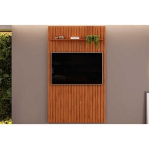 Home P- Tv Até 55 Pol Pratic Ripado C- 1 Prateleira 143x240cm Freijo - Dj Móveis