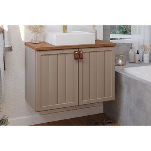 Bancada De Banheiro Balcão Alure 2 Portas C- Cuba 80cm Cappuccino-freijo - Mgm