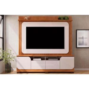 Estante P- Sala Até 65 Polegadas Vogue C- Prateleira Nichos E Pés 182x183cm Freijó-off White - Dj Móveis