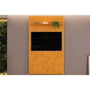 Home P- Tv Até 55 Pol Pratic Ripado C- 1 Prateleira 143x240cm Cedro - Dj Móveis
