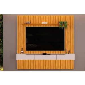 Estante P- Sala Até 65 Pol Pratic Ripado C- 3 Gavetas 223x240cm Cedro-bali - Dj Móveis